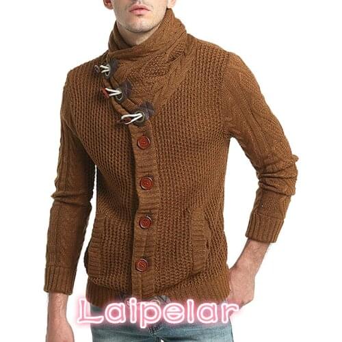 Sweater Pullover Men Male Brand Casual Slim Sweaters Men Horns Buckle Thick Hedging Turtleneck MenS Sweater Laipelar