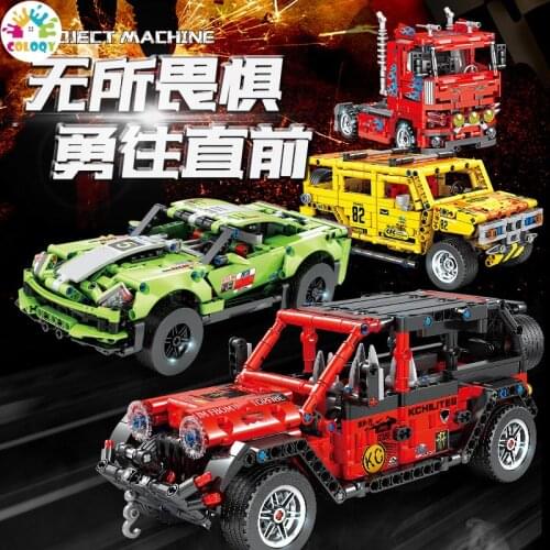 NEW Mechanical Engineering Pull Back Sports Super Car Series Building Blocks Model Vehical Jeeps Kids Educational Toy For Gift