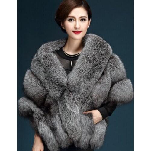 2016 Latest Winter Faux Fur Coats luxury fox fur imitation mink fur poncho bridal wedding dress shawl cape women vest fur coat