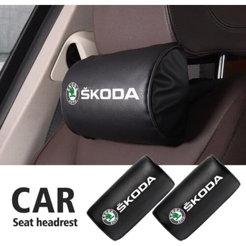 Car Seat Headrest Logo Head Cushion Neck Pillow For Skoda Octavia Rapid Kodiaq Karoq Fabia Kamiq Superb Derivative VisionS Yeti