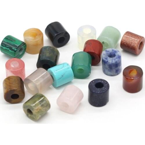 5PCS Natural Stone Pendant Red Agat Rose Quartzs Charms Cylindrical Shape Have Hole for Making DIY Jewelry Necklace 9mm