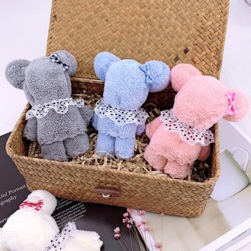 30x30cm Coral Velvet Bear Hand Towel Absorbent Coral Fleece Face Hand Towel Wedding Business Holiday Gifts Bathroom Towels