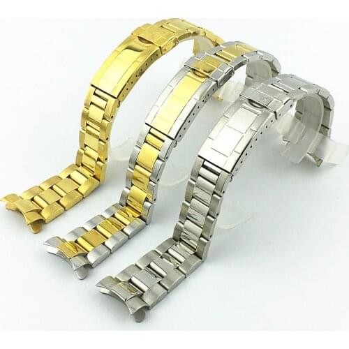 20mm Stainless Steel Watch Band Buckle Strap Watchband Belt Wrist Bracelet Gold Silver for ROLEX ditona Hollow Curved End