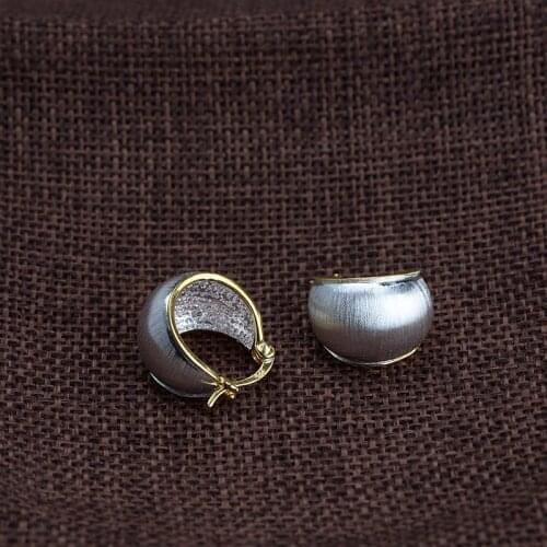 S925 silver gold-plated brushed earrings fashion womens silver earrings