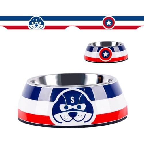 Dog Cat Pet Bowl Non-slip Large Capacity Melamine Feeding Dish Food Water Bowl Easy Clean Stainless Steel with Fashion Prints