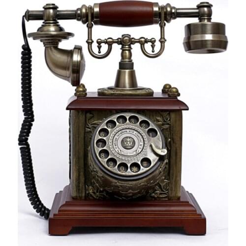 Antique Telephone Rotary Dial European Vintage Corded Telephone Landline with Hands Free, Hanging Headset for Home Hotel Office