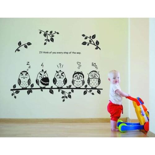 Super Deal cartoon decals wall art diy children sticker Kids Vinyl Art Cartoon Owl Butterfly Wall Sticker Decor Home Decal XT