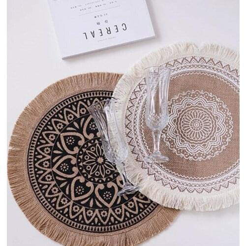 38CM Heat Insulation Dining Table Mat Round Delicate Coffee Table Pan Placemat Embroidery Mats Cup Decor Dessert Non-slip T I1E0
