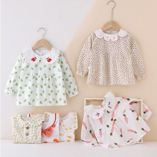 Spring Autumn Long Sleeve T-shirt Baby Girls Party Wedding Floral Embroidery Top Infant Birthday Princess Shirts for Girls