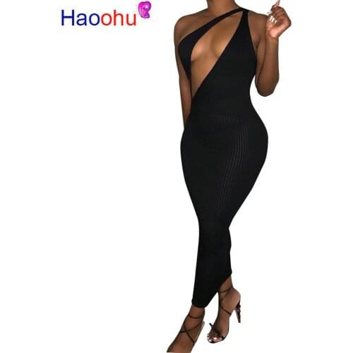 One Shoulder Sexy Club Party Bodycon Dress Women Open Back Front Cut Out Long Wrap Dress Summer Skinny Maxi Dresses