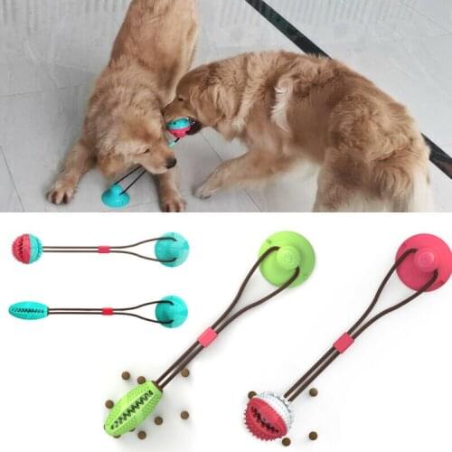 Dog Chew Toys Chewers Treat Training Feed Tooth Cleaning Rubber Toy Suction Cup Rubber Colorful 2020