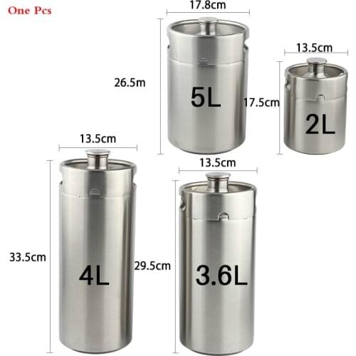 2L/3.6L/4L/5L SUS304 Mini keg beer growler,Portable Beer Bottle,Beer barrel with caps,For home beer brewing outdoor BBQ party