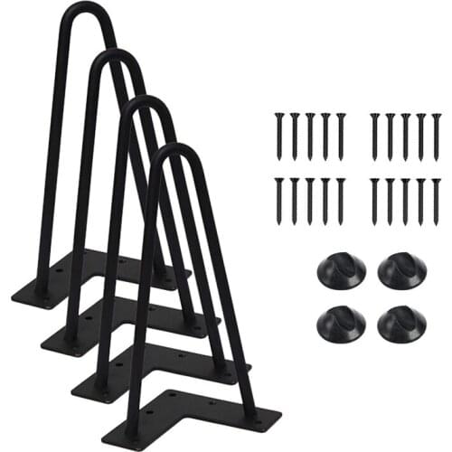 4PCS 8Inch Heavy-Duty Hairpin Coffee Table Legs with 4Pcs Bonus Rubber Floor Protectors Metal Legs Desk Legs
