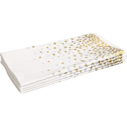 4 Pack Gold Dot Disposable Tablecloths Plastic Tablecloth Paper Tablecloths for BBQ, Party, Fine Dining, Wedding