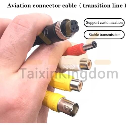 Aviation connector cable (transition line) with BNC Video + RCA Video + RCA Audio + DC power supply