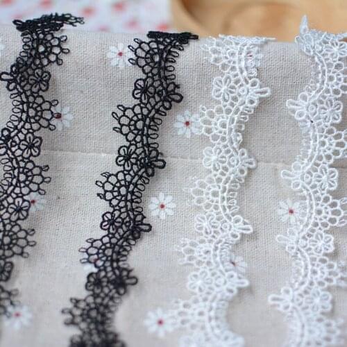 Free shipping 14yards/lot Black white exquisite water soluble lace ribbon Trim fabric DIY wedding dress necklace accessories