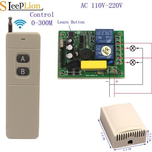 Sleeplion 220V 2 CH Wireless Switch Motor Light Garage Door Open 2CH 1/2/3 RF Remote Control Switch Universal Module 110V