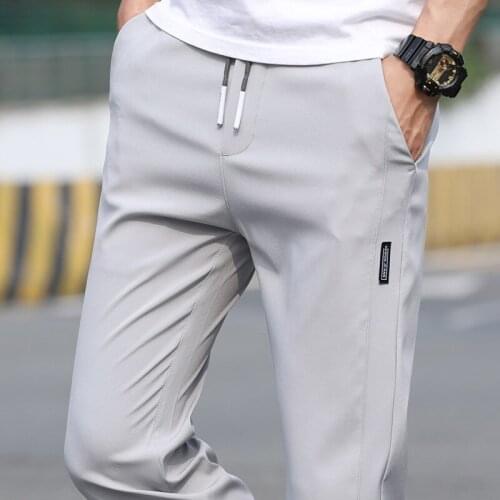 2021 Summer Pants Mens Stretch Korean Casual Slim Fit Elastic Waist Jogger Business Classic Trousers Male Thin 28-38