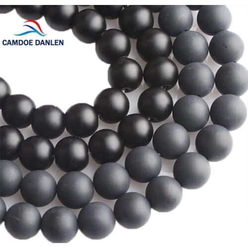CAMDOE DANLEN Natural Stone Black Dull Polish Matte Agates Onyx Frost Glass Beads 4 6 8 10 12 14 mm Fit DIY For Jewelry Making