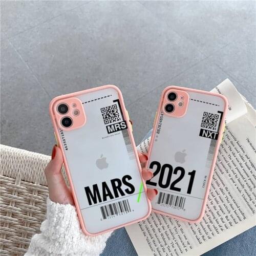 AIR Tickets Travel Label Country Phone Case For iPhone 12 11 Mini Pro XR XS Max 7 8 Plus X Matte transparent Pink Back Cover