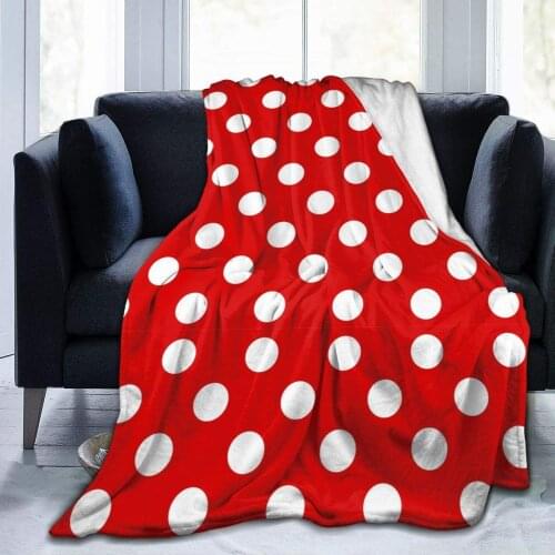 Flannel Blanket Red Polka Dot Lightweight Cozy Bed Blanket Soft Throw Blanket Fits Couch Sofa Suitable for All Season 150x200cm