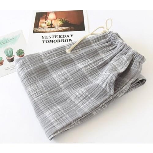 Lovers Plaid Pants Cotton Pajamas For Women Sleepwear Pijamas Men Bathrobe Nightwear Casual Pyjamas Home Clothes Sleep Bottoms