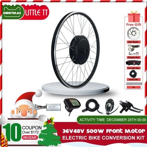 36V 48V 500W Ebike Gearless Front Hub Motor Wheel Bicycle Electric Bike Conversion Kit for 20-29inch 700CWheel Drive Engine