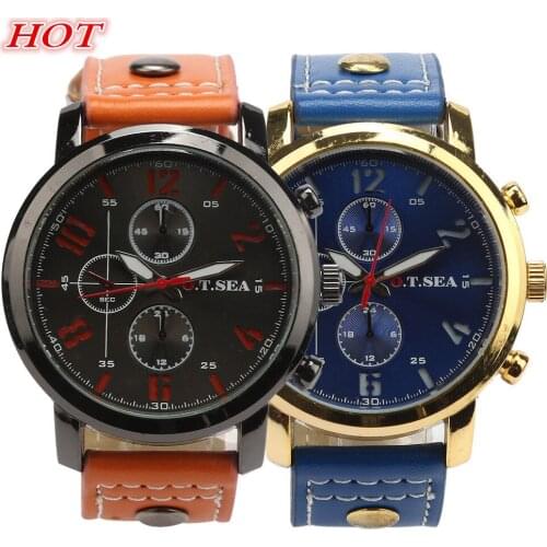 Quartz Men Watch Sports 2019 Brand Clock Case Men Watches Luxury Faux Leather Casual WristWatch Reloj Hombre relogio male S7