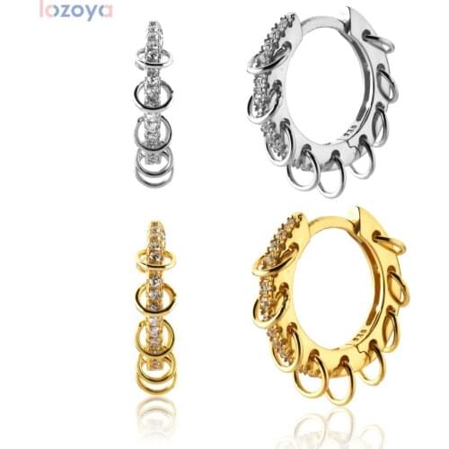 LOZOYA 925 Sterling Silver 10.4mm Circle Huggies Hoops Circle Loop Luxury Women Fashion Rock Punk Jewels Ohrringe Pendiente