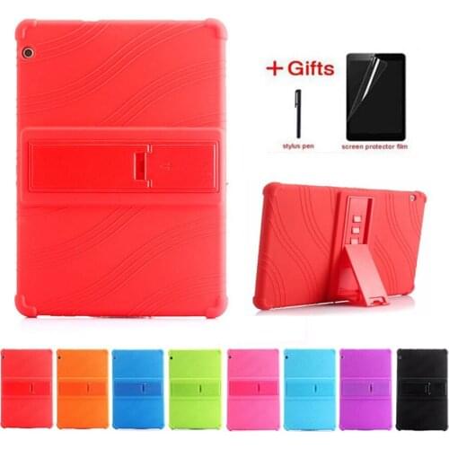 Soft Silicone Case For Huawei MediaPad T3 10 AGS-L09 AGS-W09 9.6 stand cover for huawei honor play Pad 2 9.6 case+film+pen