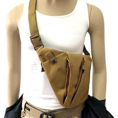 Outdoor Mens Chest Bag Anti-theft Tactical Shoulder Bag Pistol Nylon Holster Pouch For Left / Right Shoulder