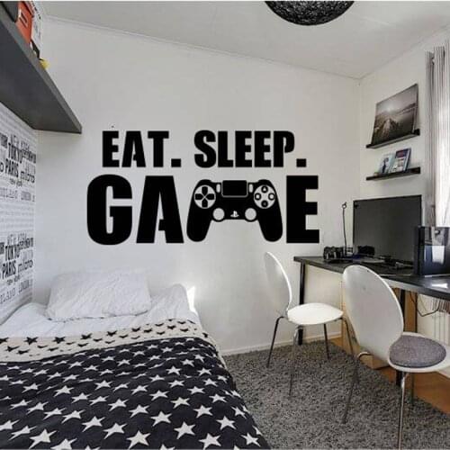 Gamer Wall Decal Eat Sleep Game Wall Sticker Controller Video Games For Kids Bedroom Vinyl Wall Art Decoration Wallpaper P347