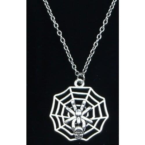 New Fashion Necklace 29x27mm cobweb spider halloween Pendants Short Long Women Men Colar Gift Jewelry Choker