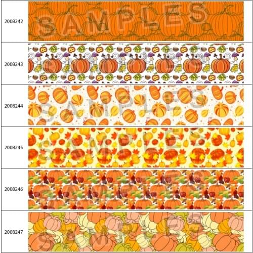 Fall Pumpkin Thanksgiving Printed 10Yards 25mm/38mm/50mm/75mm Grosgrain/Satin Ribbon Party Decorations DIY Sewing Crafts 200824