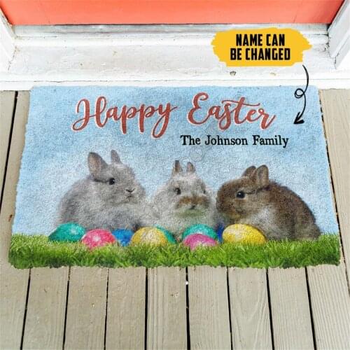 3D Printed Easter Day Bunny Custom Name Doormat Door Floor Mats Carpet Decor Porch Doormat