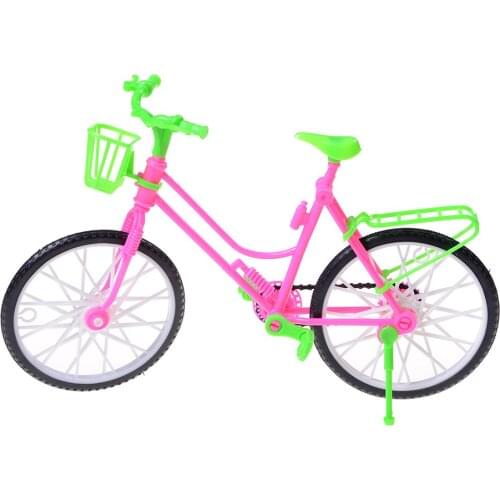 Plastic Green+pink Detachable Bike Toy Bicycle With Basket For Doll Great Gift Toys For Children Girls Best Gifts