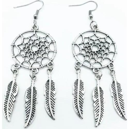 Popular Dream Catcher Dream Catcher Earrings Beautiful Leaves Personality Earrings Female Ladies Essential Earrings Jewelry