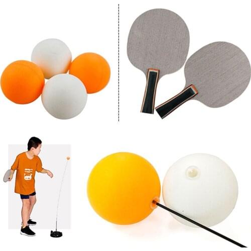 Portable Table Tennis Set Self-Training Leisure Kid Indoor Outdoor Play Toys Table Tennis Trainer Elastic Shaft with Racket