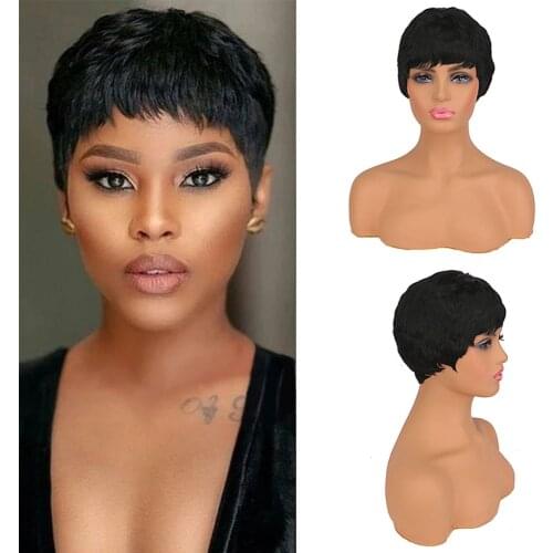 WHIMSICAL W Women Synthetic Short Black Wigs Natural Hair Wigs Heat Resistant Hair Wig for Women