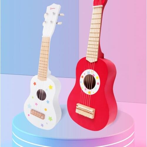 Early Education Onshining Mini Ukulele Musical Instrument Simulation Toys Guitar Toys Wooden Children Play Game For Kids Gift
