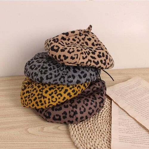 New Leopard Kids Hat for Girls Beanie Children Beret Cap Adjustable Autumn Winter Baby Hat Kids Hats Caps for 2-5Y