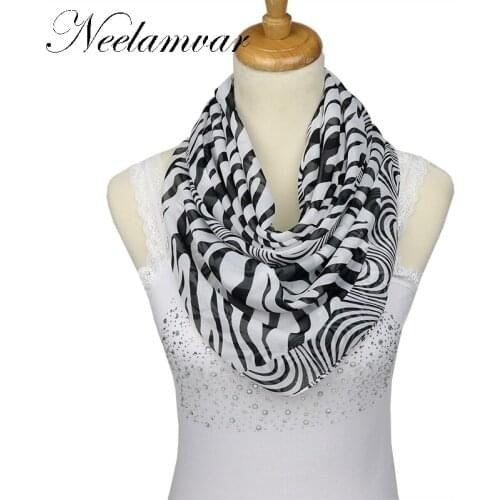 2019 Zebra stripes Black White Scarves women High Quality Silk chiffon polyester Scarf fashion Ladies Bandana Accessories