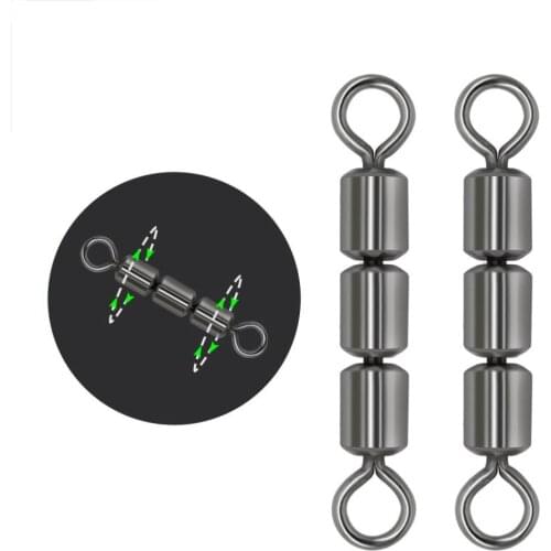 TIANNSII 50/30pcs Fishing Connecter Rolling Triple Bearing Safe Fishing Swivel Stainless Steel Lightweight Quick Fish Accessory