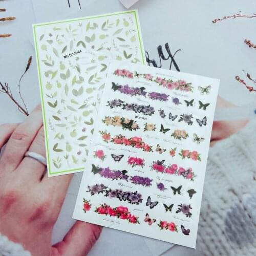 Spring Flower Pattern Nail Art Sticker Self Adhesive Transfer Decal 3D Slider DIY Tips Nail Art Decoration Manicure Package