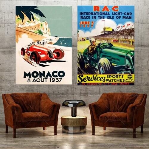 Vintage Monaco 8 August 1937 Poster | Retro Auto Racing | Auto sport print