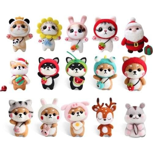 Non-Finished Felt Material Handmade DIY Cartoon Pattern Wool Felting Pocked Felt For Beginners with Tools Suit Christmas Decor