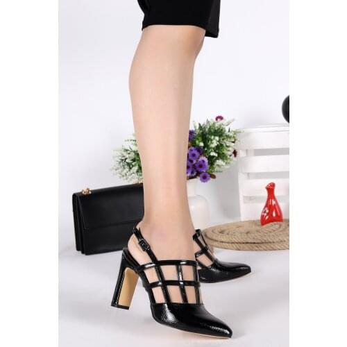 Woggo Pnt 451029 Wrinkled Patent Leather 9 Cm Heel Women Sandals Shoes