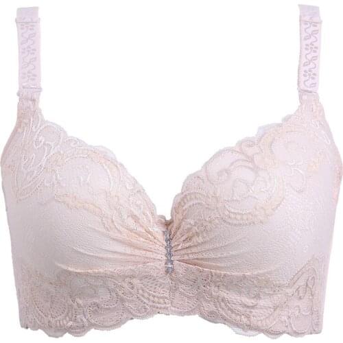 Women Plus Size 36- 46 Bra Push up Bras Sexy Floral Lace Bralette Thin Padded Underwire Brassiere C D E Lingerie bh