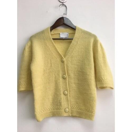 Women Sweater 2020 Autumn and Winter New Puff Sleeve Short Sleeve Knit Mohair Sweater Cardigan Women