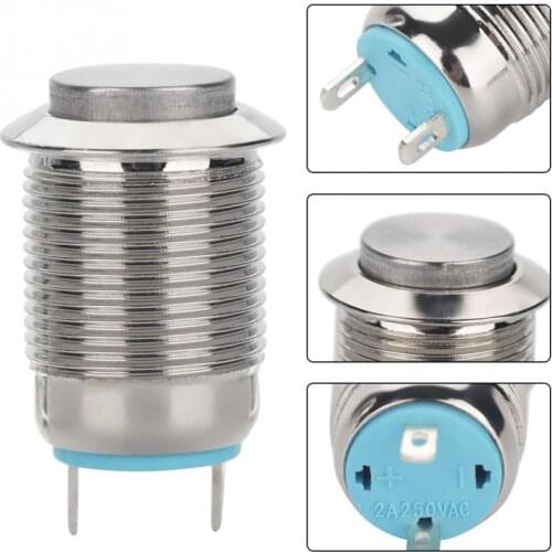 10Pcs Button Switch 12mm Metal Jog Switch 2A 250V Mini Waterproof 2Pin Metal Button Reset Jog Switch